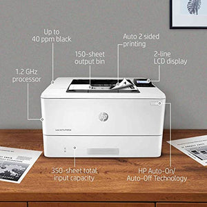 HP Laserjet Pro M404dn Monochrome Laser Printer - Print Only, Ethernet, 40 ppm, 1200 x 1200 dpi, Auto Duplex, 8.5 x 14, 2-line LCD