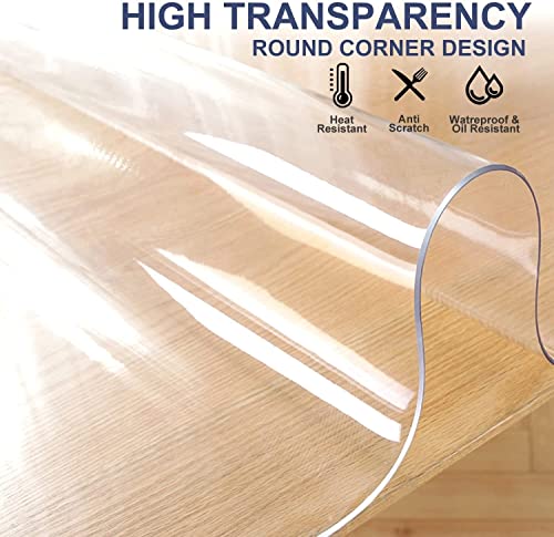 UlpyO Large Clear Hardwood Floor Protector - Transparent PVC Desk/Chair Mat, Waterproof Rectangle PVC Vinyl Plastic Rug, Easy to Clean - 32-152 inches