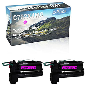 2-Pack (Magenta) Compatible High Capacity C792X4MG Toner Cartridge Used for Lexmark C792DE, C792DHE, C792DTE, C792E Printer