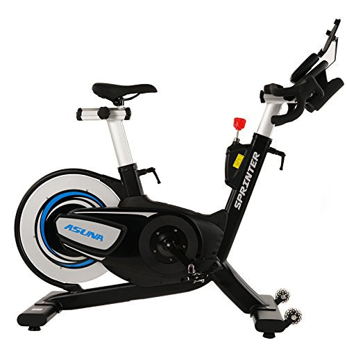 Sunny Health & Fitness Asuna 6100 Sprinter Cycle Exercise Bike - Magnetic Resistance Belt Rear Drive, 350 lb Max Weight with RPM Cadence Sensor, Dual Foot Cage/Clipless (SPD) Pedals