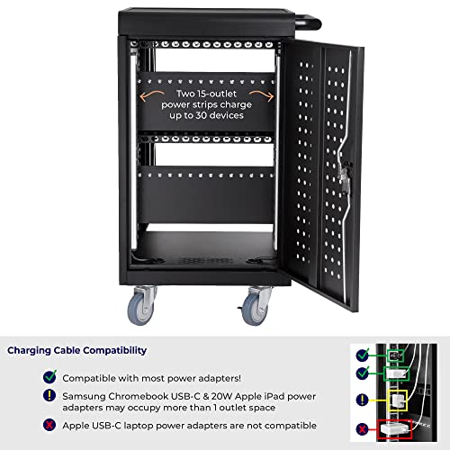Stand Steady 3-Pack Line Leader 30 Unit Mobile Charging Cart with Locking Cabinets | UL Safety-Certified Charging Station for Tablets, Laptops, Chromebooks | ANSI/BIFMA Standard Cart & Storage