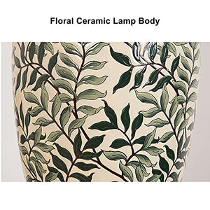 EARSHOT Retro Ceramic Desk Lamp with Fabric Lampshade - 28" H Nightstand Lamp