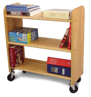 Catskill Craftsmen Library Book Truck with Flat Shelves, Natural Birch