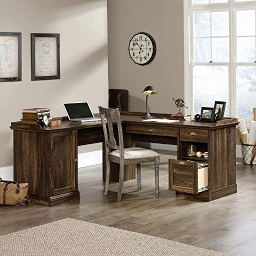Sauder 422710 Barrister Lane L-Desk, Iron Oak Finish