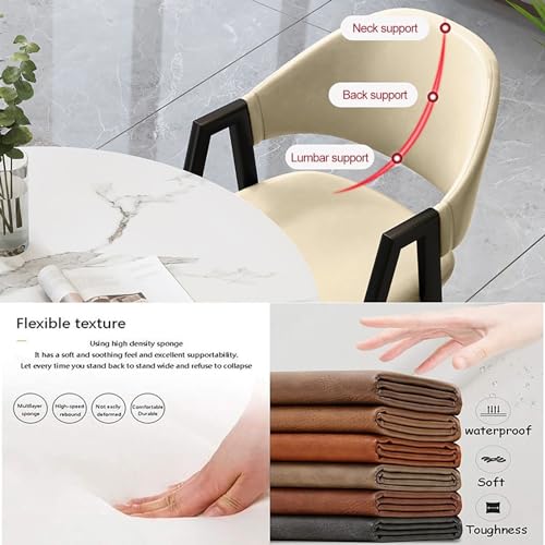 SARKEY 1 Table 4 Chairs Combination, 80cm Round Table and 4 PU Leather Chairs, Office Reception Room Club Set
