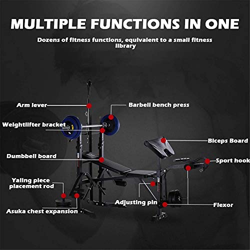 HTNBO Standard Weight Bench with Leg Developer Multifunctional Workout Station for Home Gym Weightlifting and Strength Training
