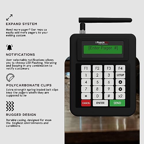 PagerTec Wireless Paging System for Restaurants, Hospitals, Offices, Hotels - Set of 48 Long Range Pagers