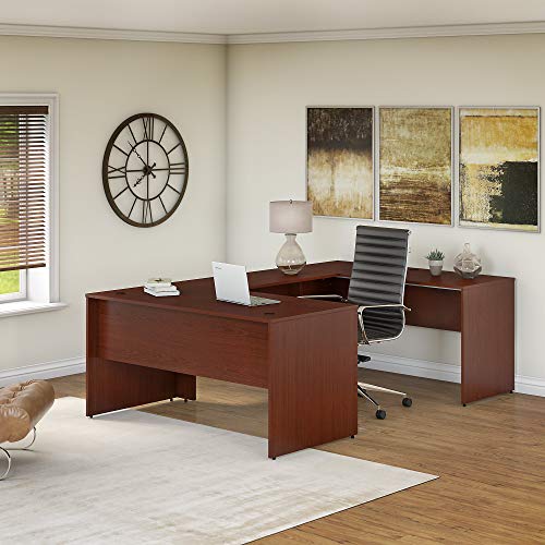Bush Furniture Commerce 60W U Shaped Desk in Autumn Cherry