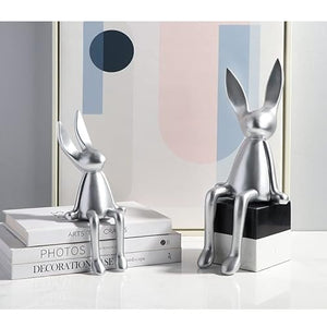 BinOxy Silver Rabbit Sitting Posture Statue Decor (Size B)