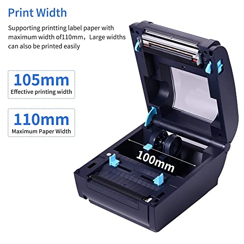 Thermal Label Printer for 4x6 Shipping Package Label USB&BT Connection 160mm/s Speed Max.110mm Paper Width