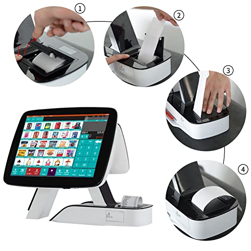 MEETSUN All in One POS Cash Register 15'' Touch Screen Windows PC with Built-in 2 1/4'' Thermal Receipt Printer for Retail Businesses SET01
