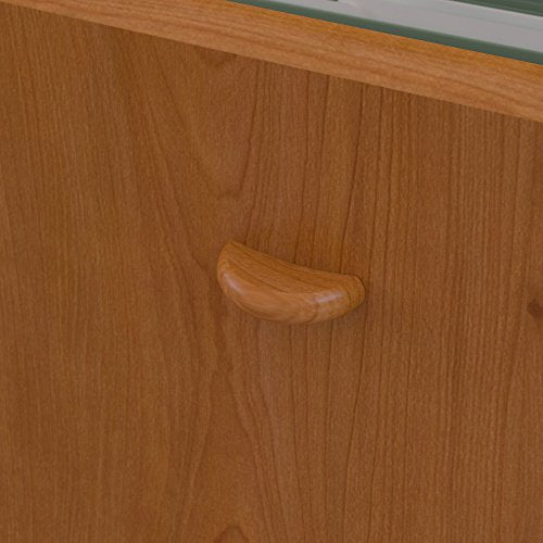 Bush Business Furniture Series A 60W x 65D L Shaped Desk with Hutch and 2 Drawer Pedestal in Natural Cherry and Slate