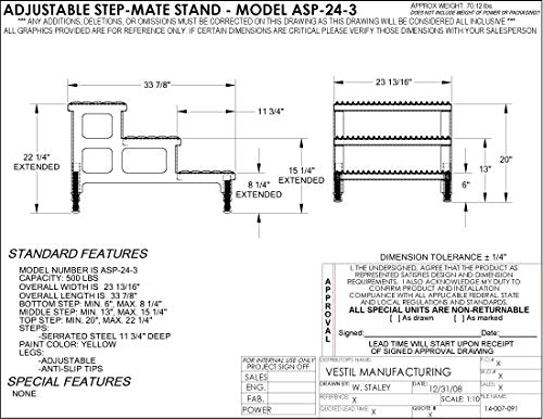 Vestil Adjustable Step Mate Stand 3 Step 500 Lb. Capacity Yellow