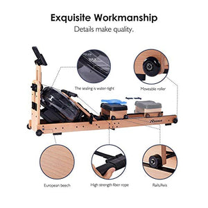 REEHUT Rowing Machine for Home Use Foldable Water, Resistance Rowing Machine, Fitness Equipment With Bluetooth and Free APP