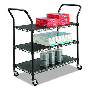 Safco Products 5338BL Wire Utility Cart with 3 Shelves, Rated up to 600 lbs., Black