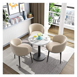 DioOnes Table Set with Office Table, Chair Set, and Round Dining Table - 1 Table 3 Chairs
