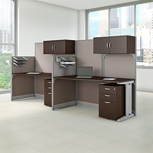 Bush Business Furniture Office in an Hour 2 Person Cubicle Workstations in Mocha Cherry