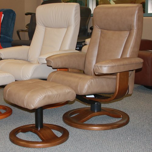 ScanSit 110 Black Leather Recliner Norwegian Ergonomic Scandinavian Lounge Reclining Chair 110 ScanSit Large Recliner Furniture Espresso Wood by Hjellegjerde