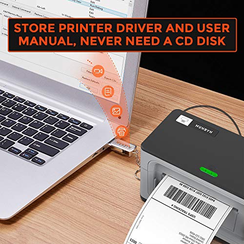 MUNBYN Thermal Label Printer, 4×6 Direct Label Printer for Shipping Packages & Small Business, High-Speed 150mm/s, One-Click Setup, Compatible with USPS, UPS, FedEx, Shopify, Amazon, Ebay, etc (Grey)