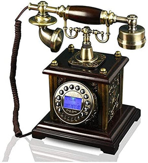 REMYS Classic European Retro Landline Telephone Phone Home Retro Engraving Jinhua Button Dial with Display Landline Phone