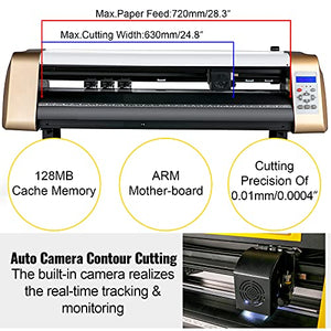 VEVOR Vinyl Cutter Machine, 720mm Cutting Plotter, Automatic Camera Contour Cutting 28 Plotter Printer with Servo Motor & Stand Vinyl Cutting Machine Adjustable Force and Speed for Sign Making