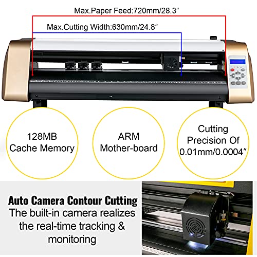 VEVOR Vinyl Cutter Machine, 720mm Cutting Plotter, Automatic Camera Contour Cutting 28 Plotter Printer with Servo Motor & Stand Vinyl Cutting Machine Adjustable Force and Speed for Sign Making