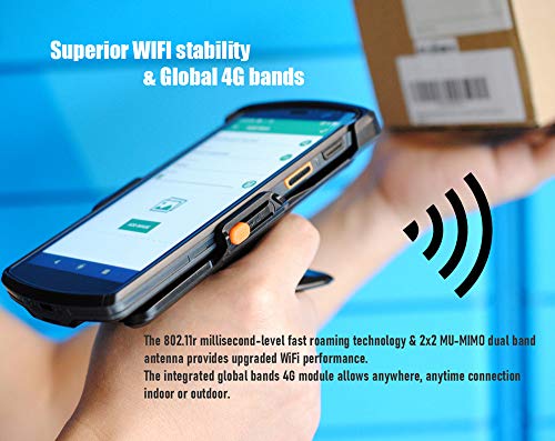 Rugged Extreme Android 9.0 Handheld Barcode Scanner - 5.7-inch Touch Screen | Honeywell N6703 2D Scan Engine | Dual Band WiFi | 4G LTE Wireless | Optional 5-Slot Dock Cradle