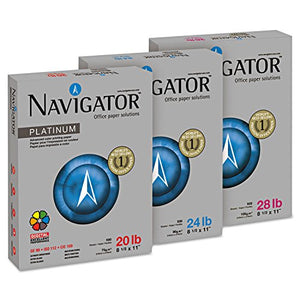 Navigator "Platinum Paper, 99 Brightness, 24lb, 12 x 18, White, 2500/Carton" Unit of measure: CT, Manufacturer Part Number: NPL1224