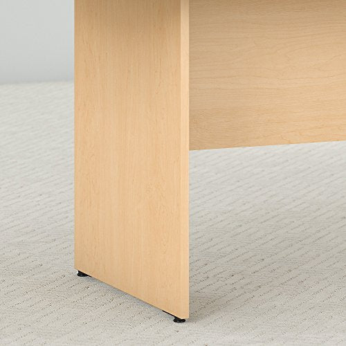 Bush Business Furniture 96W x 42D Boat Shaped Conference Table with Wood Base in Natural Maple