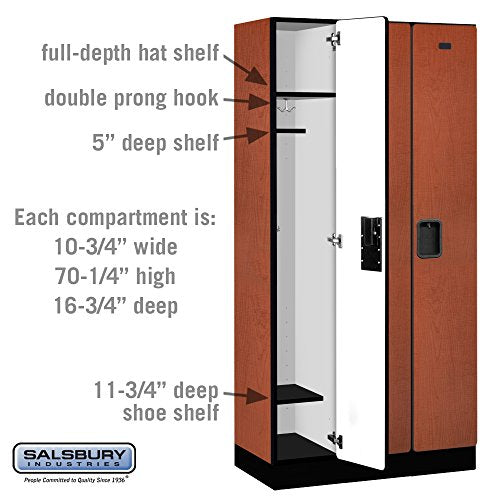 Salsbury Industries Designer Wood Locker - 1-Tier, 3 Wide Units, 6ft H x 18in D, Cherry