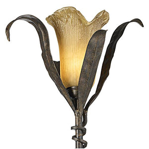 Artistic Floor Lamp Bronze and Gold Lily Shaped Amber Glass Flower Lights for Living Room Bedroom Uplight - Franklin Iron Works