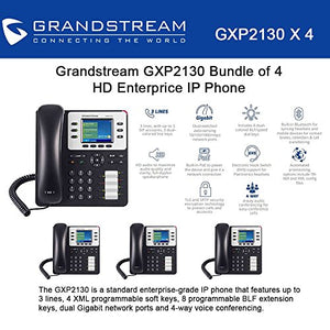 Grandstream GXP2130 Bundle of 4 HD Enterprise IP phone 3 lines Color LCD PoE