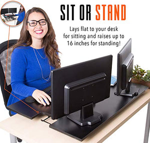 X-Elite Pro XL Standing Desk Converter | Instantly Convert Any Surface to a Stand up Desk | Extra Large Sit to Stand Desk Converter | Easily Fits 2 Monitors (36 inches | Black)