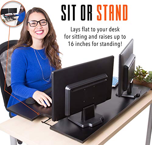 X-Elite Pro XL Standing Desk Converter | Instantly Convert Any Surface to a Stand up Desk | Extra Large Sit to Stand Desk Converter | Easily Fits 2 Monitors (36 inches | Black)