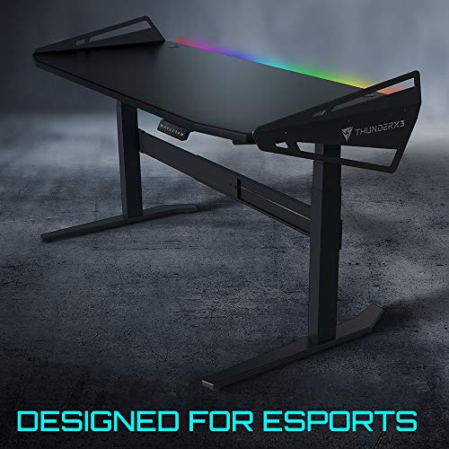 ThunderX3 AD7 HEX Gaming Desk - TiMOTION Dual Motor, Adjustable Height, 16.8 Million Colors RGB Lighting