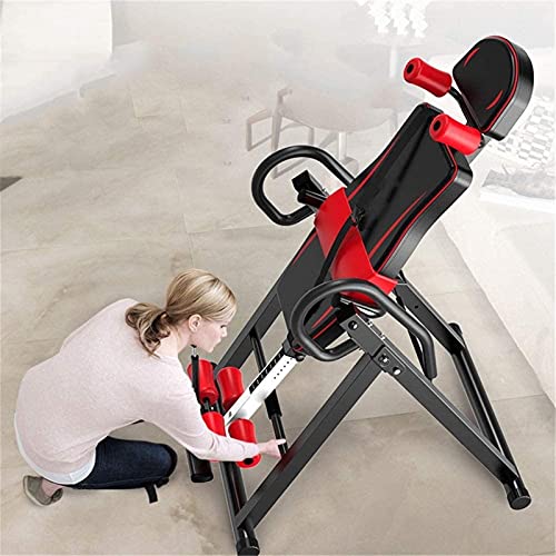 ZLQBHJ Strength Training Inversion Equipment Deluxe Inversion Table with Adjustable Head Pillow & Lumbar Support Pad Exercise & Fitness Home Gyms Red