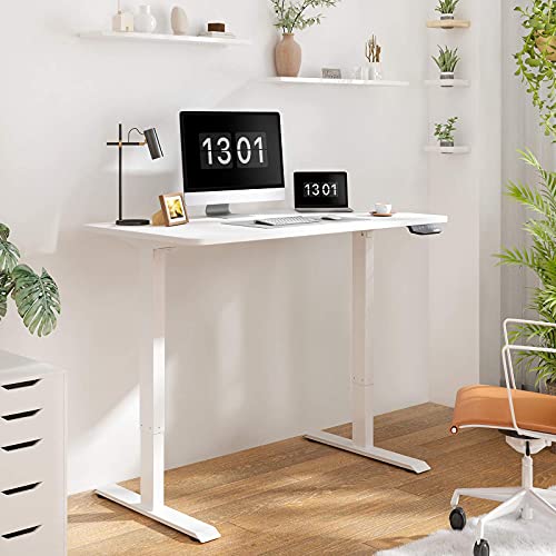 Flexispot EN1 Electric White Stand Up Desk Workstation with 48 x 30 Inches Whole-Piece Desktop Ergonomic Memory Controller Adjustable Height Standing Desk Primo(White Frame + 48" White Desktop)