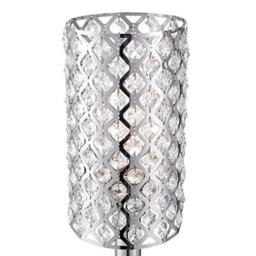 Modern Floor Lamp 3 Light Chrome Glitz Clear Crystal Bead Shade for Living Room Reading Bedroom Office Uplight - Possini Euro Design