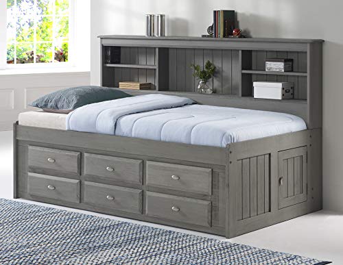 Birsppy Twin Bookcase Daybed with 6 Drawers - Charcoal
