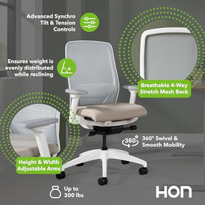 HON Nucleus Grey Ergonomic Office Chair with Synchro-Tilt Recline & Adjustable Lumbar Support