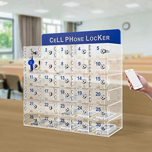 FAIRYPAGODA Acrylic Cell Phone Storage Locker with Door Locks - 30 Slots, Wall-Mounted Clear Cabinet for Employees, Office, School