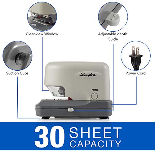 Swingline Electric Stapler, High Volume, 30 Sheet Capacity, Jam Free Stapling, Includes 5000 Staples, Gray (69001)