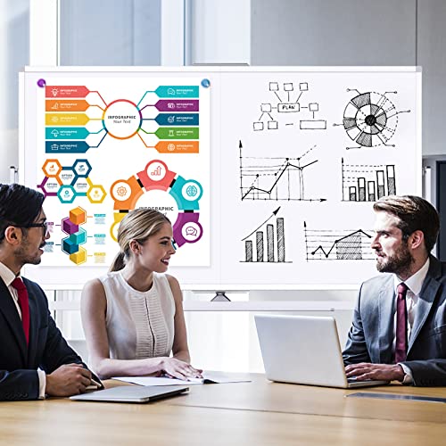 Rolling Whiteboard Double Sided, 72 x 40 inches Large Mobile Dry Erase Board, Reversible Standing Magnetic Whiteboard on Wheels with Markers for Home Office