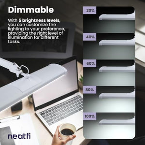 Neatfi LED Desk Lamp with Clamp, 3 Light Modes, Dimmable - 3,500 Lumens