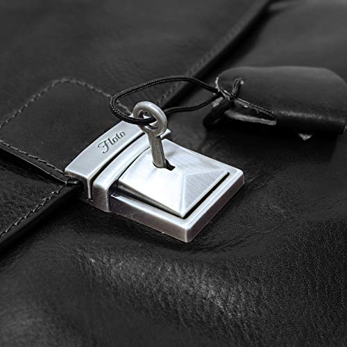 Floto Firenze Laptop Leather Briefcase in Black