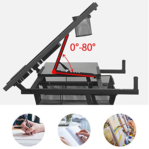 Lgan Drafting Table with Storage, Height Adjustable Tiltable Art Desk, Maple Panel Drawing Desk, for Work Study Painting Craft Table
