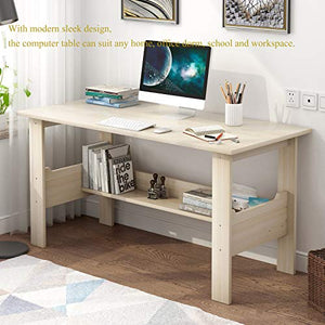 Writing Computer Desk with Shelves,39” Modern Study Desk Industrial Desk Laptop Table Corner Computer Desks for Home Office Notebook Desk for Small Spaces Bedroom Workstation Decor Gift (Beige)
