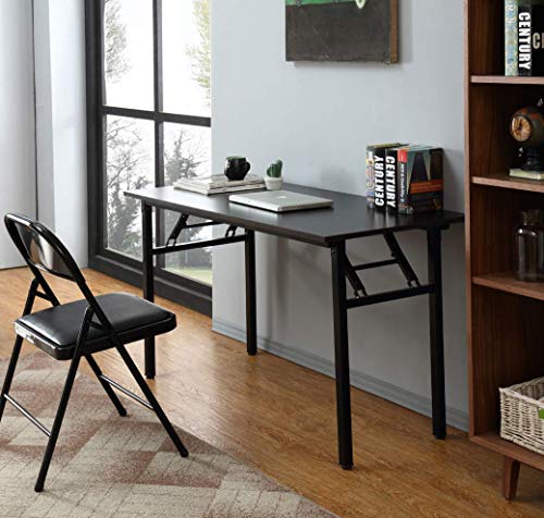 Need Computer Desk Office Desk 47 inches Folding Table with BIFMA Certification Computer Table Workstation No Install Needed, Black Brown