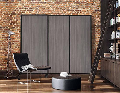 VERSARE QuickWall Sliding Portable Partition | 3 Panel Room Divider | Sound Absorbing | 7' Wide x 6'8" Tall | Marble Gray Panels