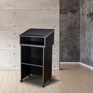 OEF Furnishings Combo Lectern and AV Cart/Lectern Base, Black